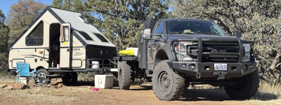 2022 Ford F 600 Black With Jayco Jay Series Baja Edition Trailer Cropped