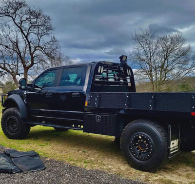 Black Ford F550 Flatbed Rear