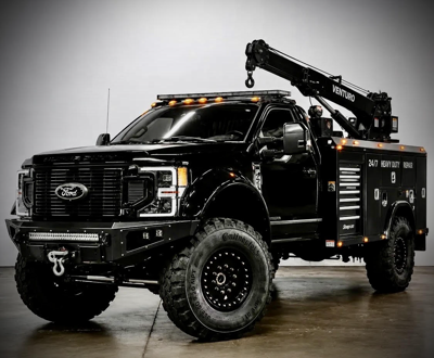 Ford F 550 Black Mechanics Truck With Venturo Crane
